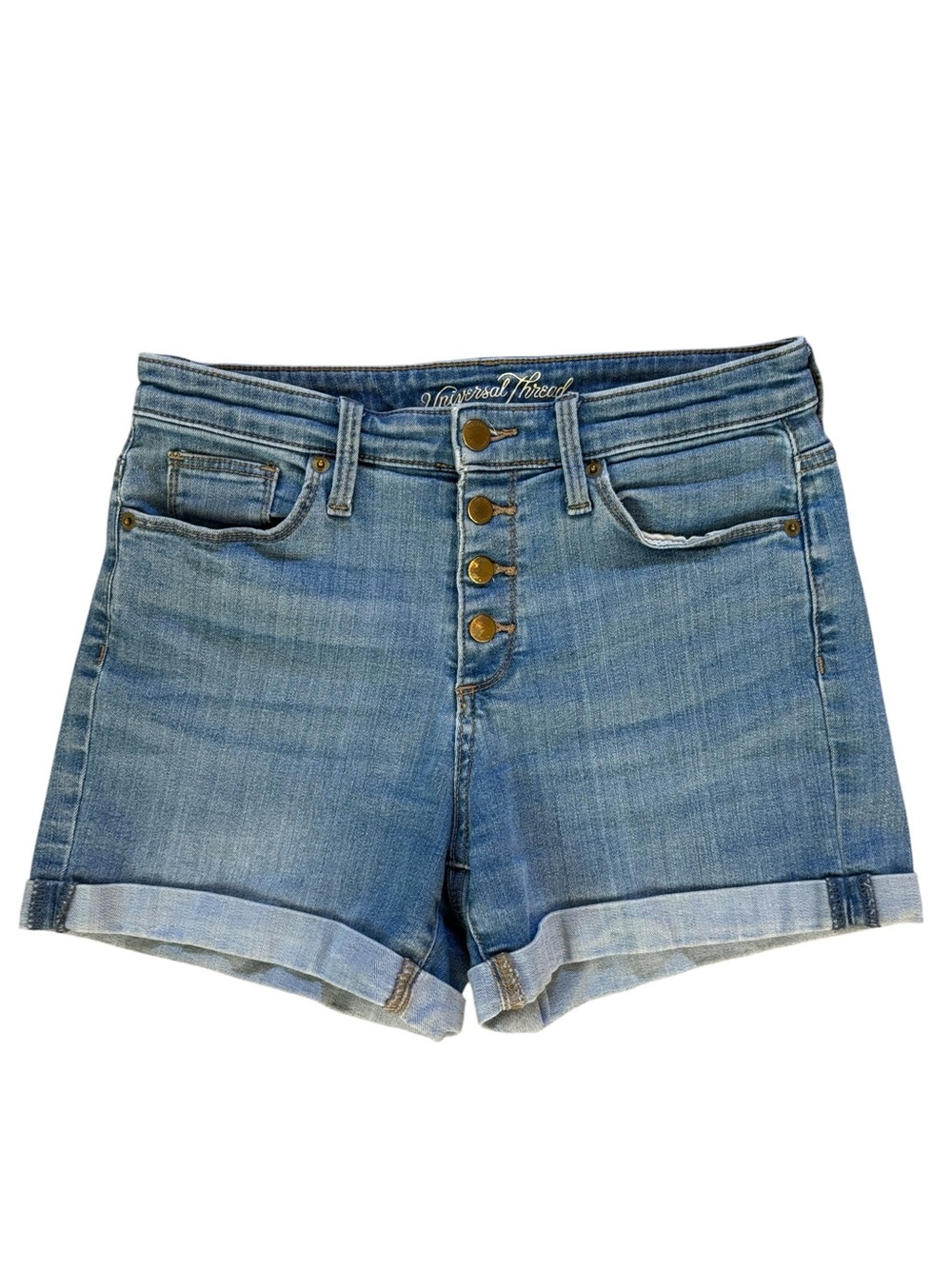 Universal Thread‎ Exposed Buttonfly Cuffed Denim Blue Jean Shorts Size 6 / 28